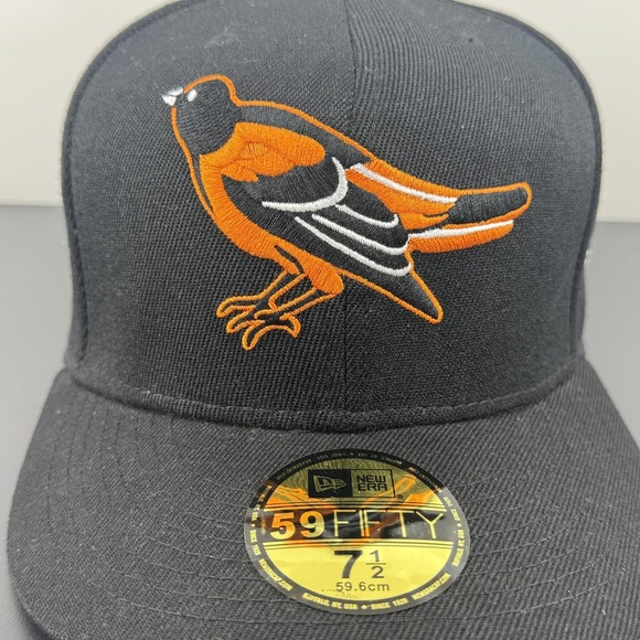 Baltimore Orioles Hat Cap Fitted Mens 7 1/2‎ Black MLB Baseball 59FIFTY New Era - Picture 5 of 7